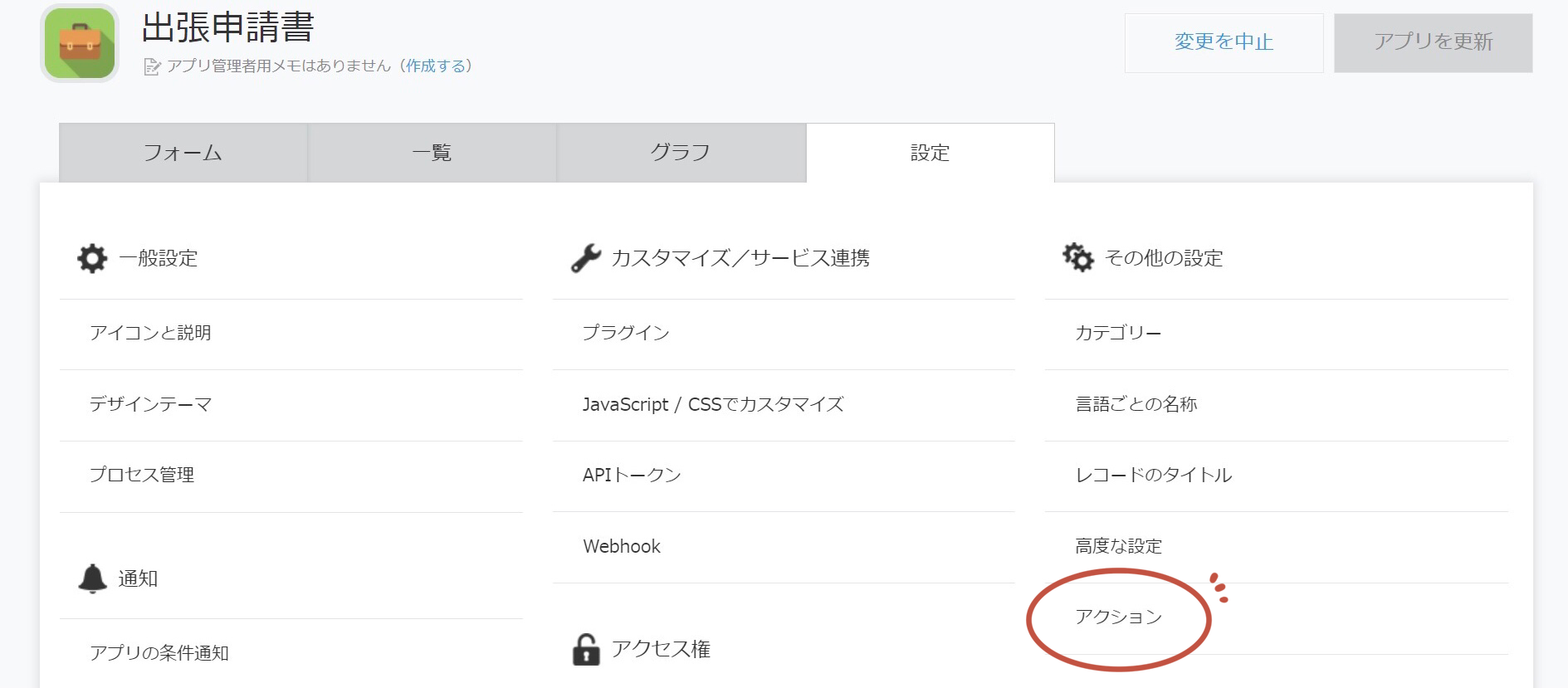 kintoneアクション