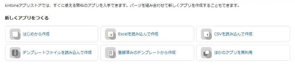 新しくkintoneアプリを作成