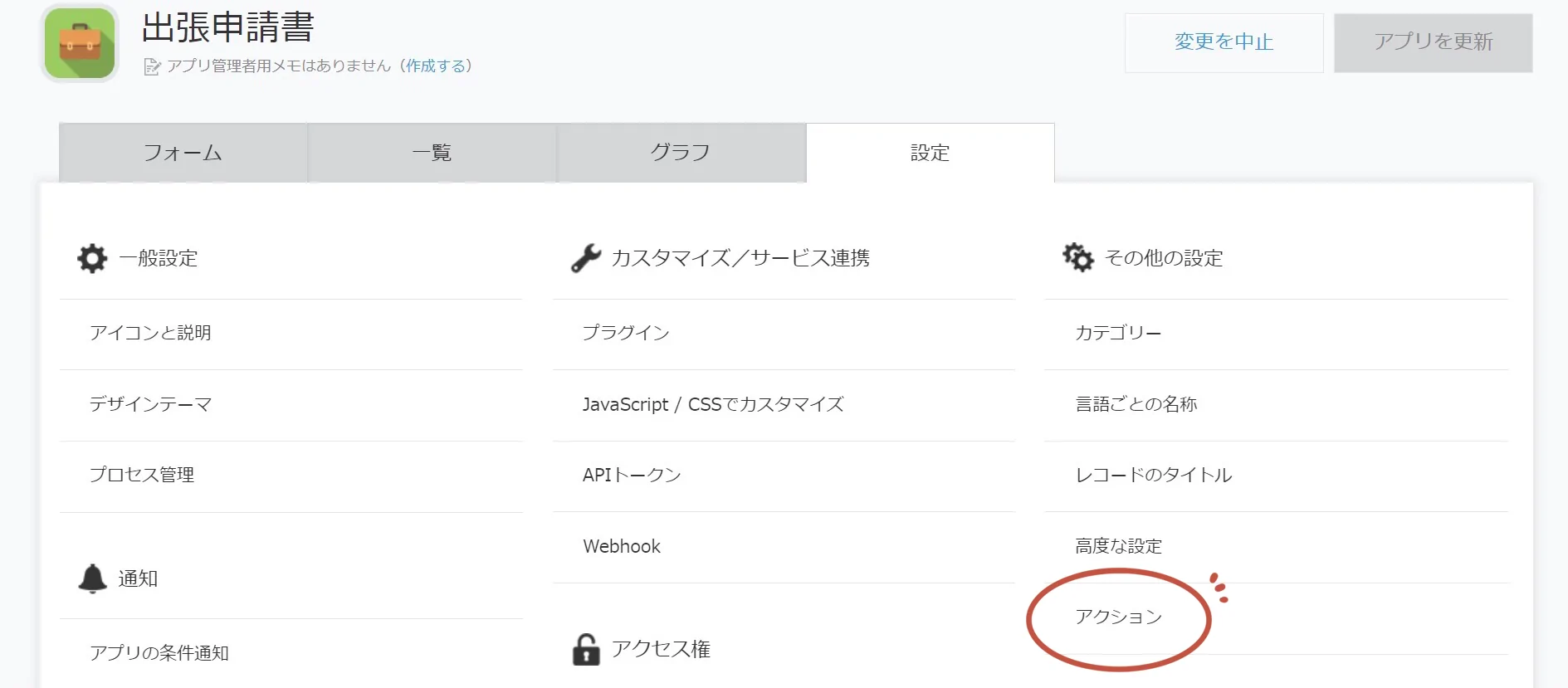 kintoneアクション